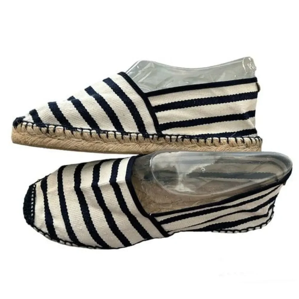 Toni Pons Blue Striped Canvas Classic Jute Flat Espadrille Unisex Size 9 New!